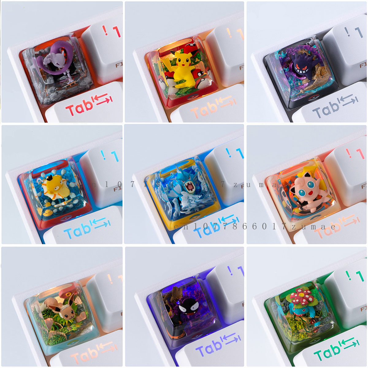 Board Game Diy - Pokemon Anime Keycaps Gengar Pikachu Clefairy