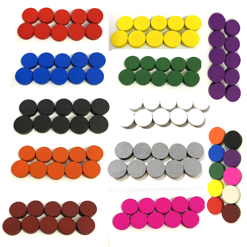 Board Game Sequence - 100pieces Diameter 15*5MM Wooden Pawn Game