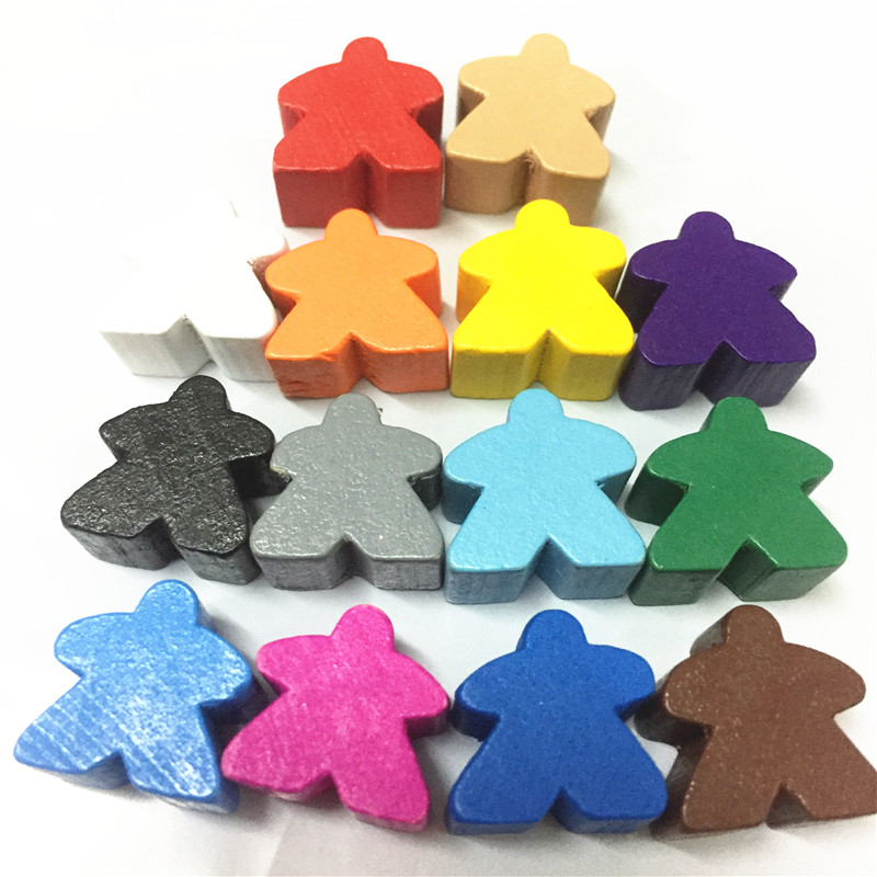 Board Game Multiplayer - 14PCS Wooden Humanoid Meeples Pawn Chess