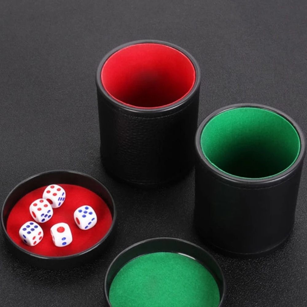 Green Red Leather Dice Cup wit - Board Game Yahtzee ulasan dan harga