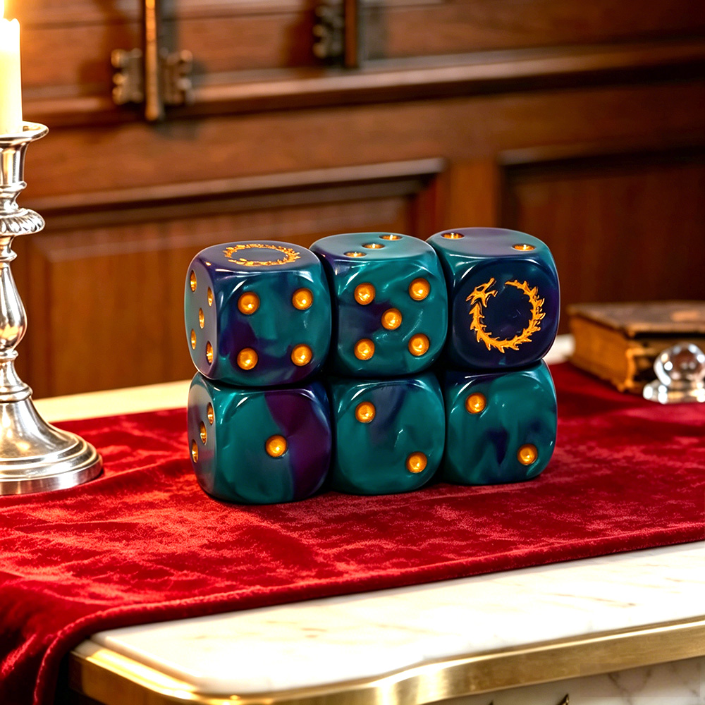 6Pcs Deep Sea Gold Flame D6 Di - Board Game Zone ulasan dan harga