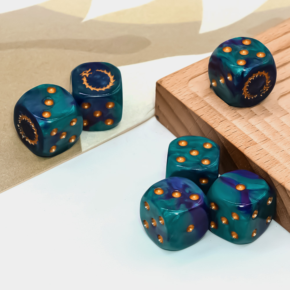 6Pcs Deep Sea Gold Flame D6 Di - Board Game Zone ulasan dan harga