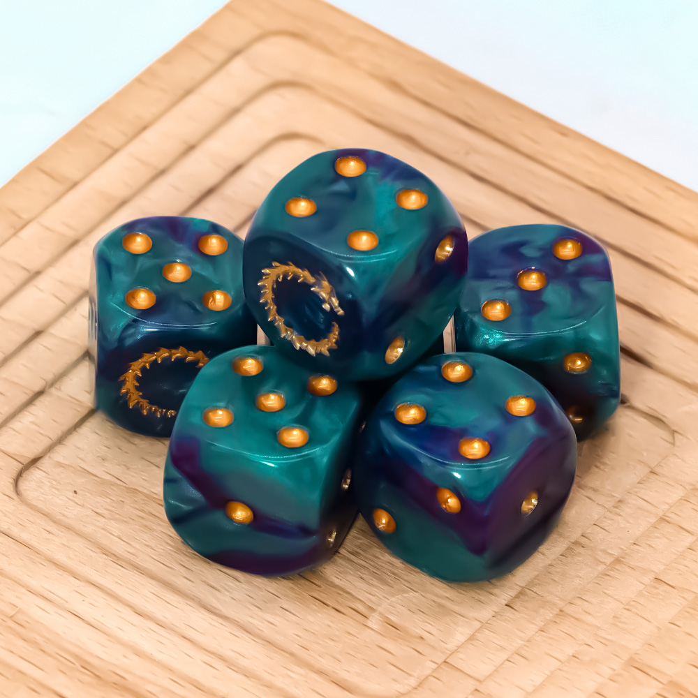 6Pcs Deep Sea Gold Flame D6 Di - Board Game Zone ulasan dan harga